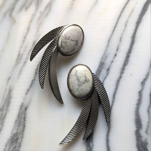 Vintage Silver and Howlite Statement earrings